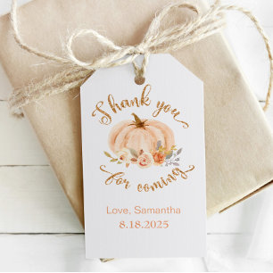 Fall little pumpkin birthday thank you gift tags