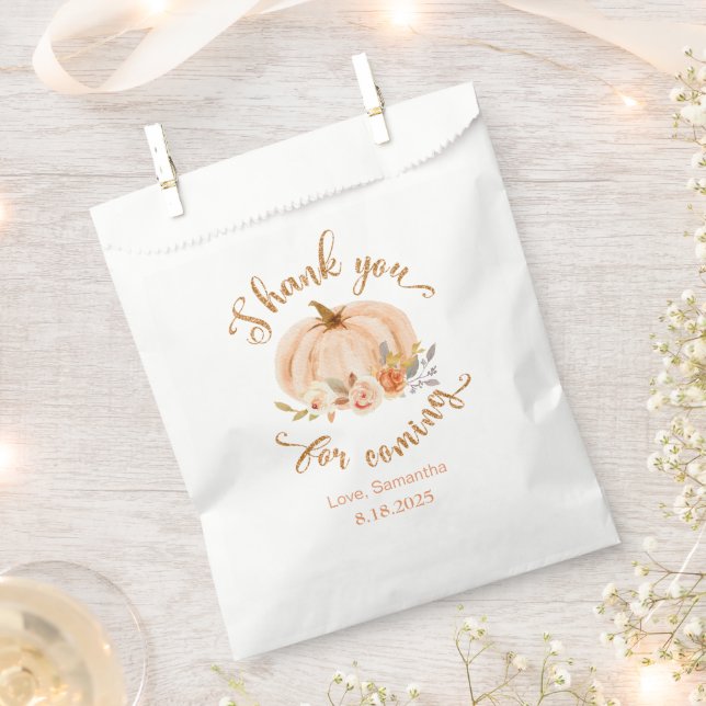Fall little pumpkin birthday thank you treat favour bags (Clipped)