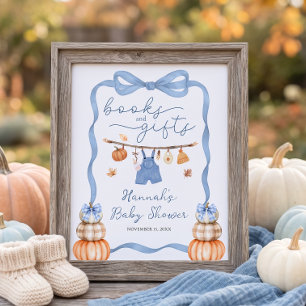 Fall Little Pumpkin Books and Gifts Baby Shower Poster