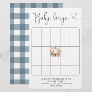 Fall Little Pumpkin Boy Baby Shower Bingo Game