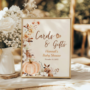 Fall Little Pumpkin Cards and Gifts Baby Shower Poster