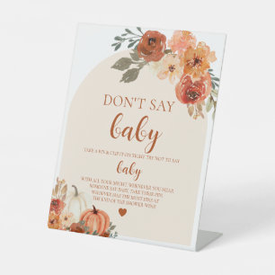 Fall Little Pumpkin Don't Say Baby Baby Shower Pedestal Sign