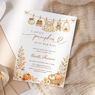 Fall Little Pumpkin Girl Autumn Baby Shower Invitation
