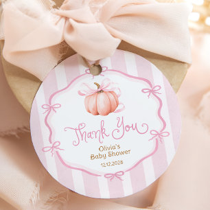 Fall Little Pumpkin Girl Baby Shower Thank You Favour Tags