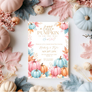 Fall Little Pumpkin He or She Gender Reveal Invitation