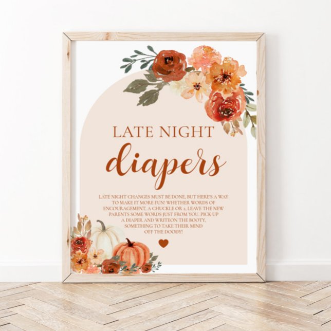 Fall Little Pumpkin Late Night Diapers Baby Shower Poster (Creator Uploaded)