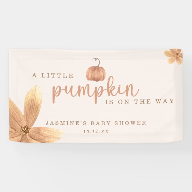 Fall Little Pumpkin On The Way Baby Shower  Banner (Horizontal)