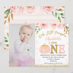Fall Little Pumpkin Pumpkin Birthday Invitation