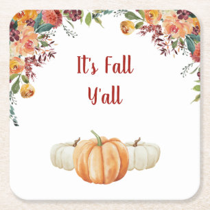 Fall Little Pumpkin RSVP Response Card Square Paper Coaster