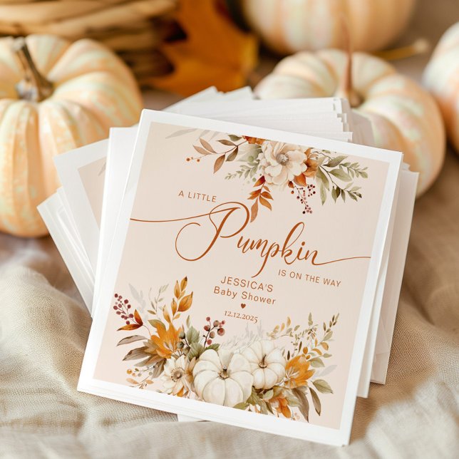 Fall little pumpkin rustic baby shower napkin (Creator Uploaded)