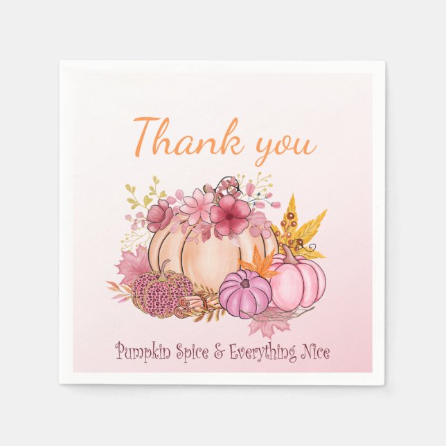 Fall Little Pumpkin Spice Nice baby Shower Party Napkin (Front)