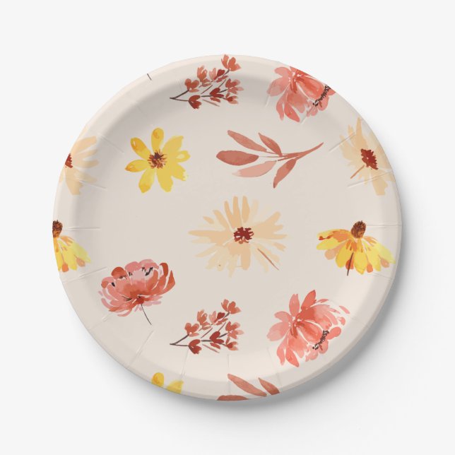 Fall Little Wildflower Birthday or Shower Paper Plate (Front)