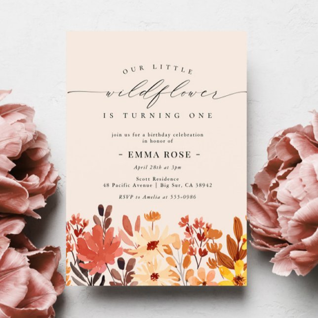 Fall Little Wildflower Flower Birthday Invitation (Creator Uploaded)