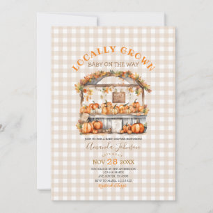 Fall Locally Grown Gingham Market Baby Shower Invitation