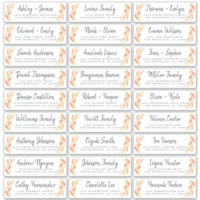 Fall Love Autumn Foliage Guest Address Labels (Front)