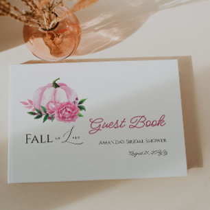 Fall Love Blush Pink Pumpkin Rustic Bridal Shower Guest Book