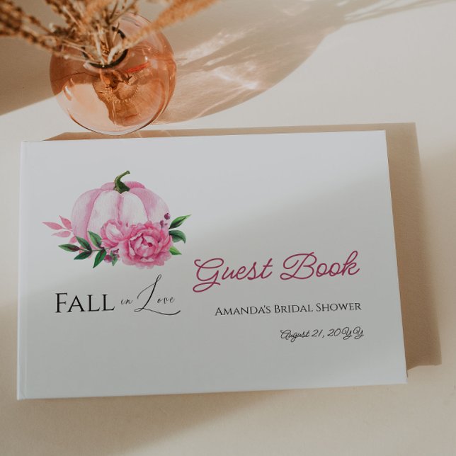 Fall Love Blush Pink Pumpkin Rustic Bridal Shower Guest Book (Creator Uploaded)