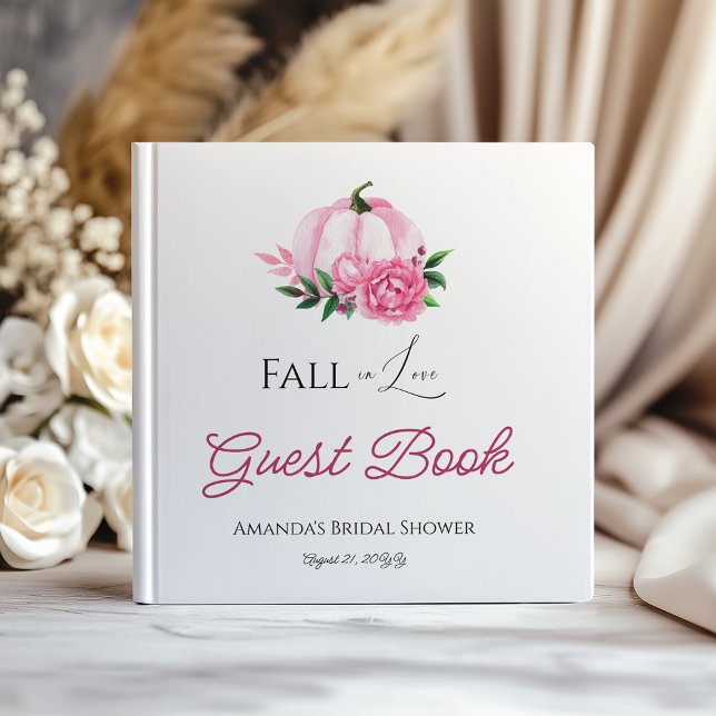 Fall Love Blush Pink Pumpkin Rustic Bridal Shower Guest Book (Creator Uploaded)