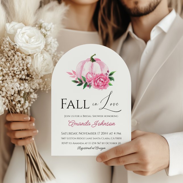 Fall Love Blush Pink Pumpkin Rustic Bridal Shower Invitation (Creator Uploaded)