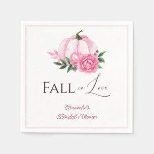 Fall Love Blush Pink Pumpkin Rustic Bridal Shower Napkin