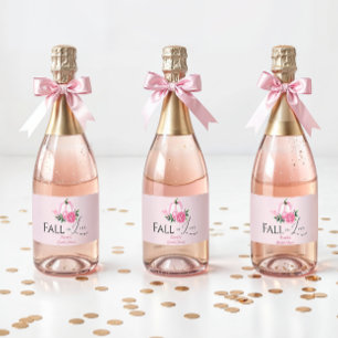 Fall Love Blush Pink Pumpkin Rustic Bridal Shower Sparkling Wine Label