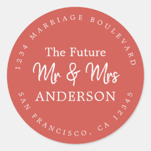 Fall Love Future Mr Mrs Red Return Address Classic Round Sticker