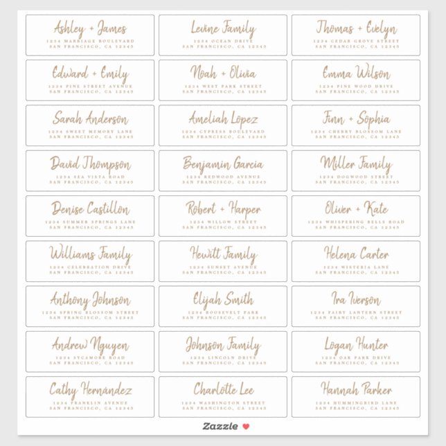 Fall Love Gold Script Guest Address Labels (Sheet)