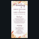 Fall Love Golden Foliage Burgundy Wedding Program Programme<br><div class="desc">Fall in Love with this chic, modern autumn wedding program with burgundy elegant handwritten script calligraphy and classic typography, and a stylish touch of pumpkin and fall leaves in warm gold and orange autumn colours on a white background. Exclusively designed for you by Happy Dolphin Studio. If you have any...</div>