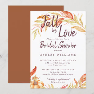 Fall Love Golden Foliage TerraCotta Bridal Shower Invitation