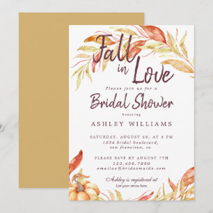 Fall Love Golden Foliage Yellow Bridal Shower Invitation