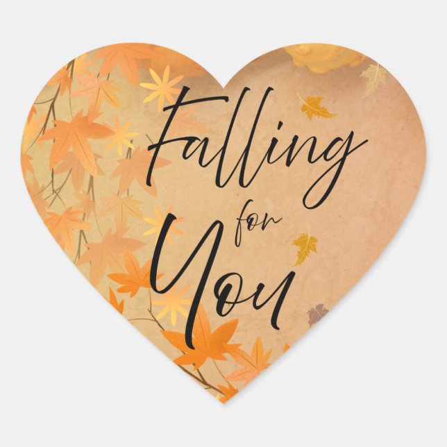 Fall Love Heart Sticker Parchment Leaves (Front)