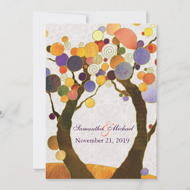 Fall Love Trees Modern Wedding Invitation (Front)