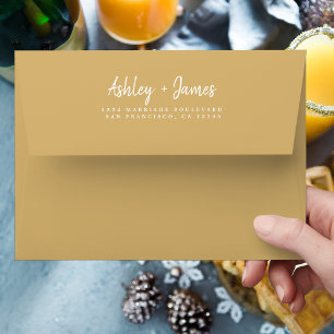 Fall Love Yellow Wedding Return Address Envelope