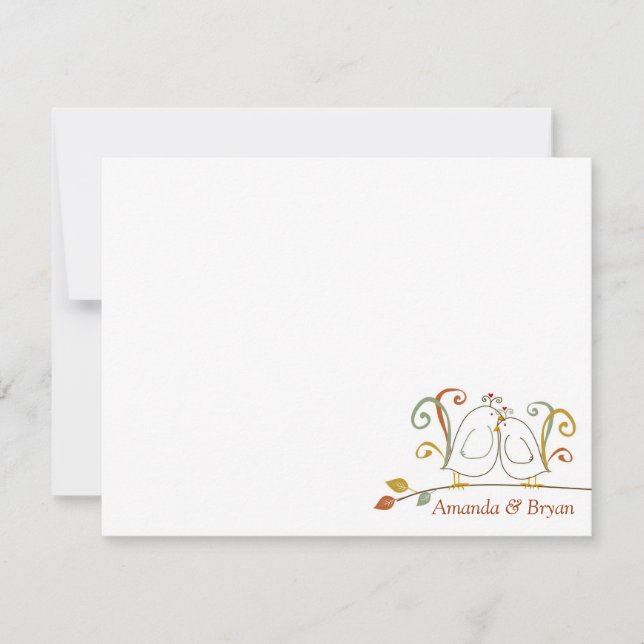 Fall Lovebirds, Stationery Notecards (Front)