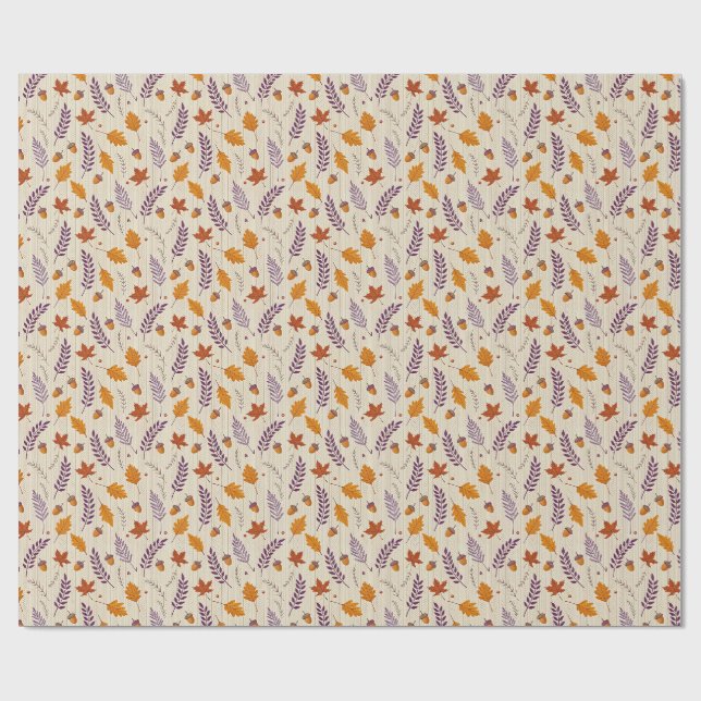 Fall Maple and Lavender Gift Wrap for Thanksgiving (Flat)