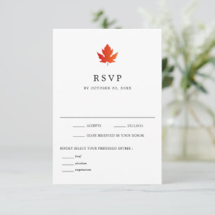 Fall Maple Leaf Black & White Wedding RSVP Card