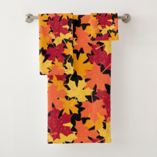 Fall Maple Leaf Pattern Bath Towel Set
