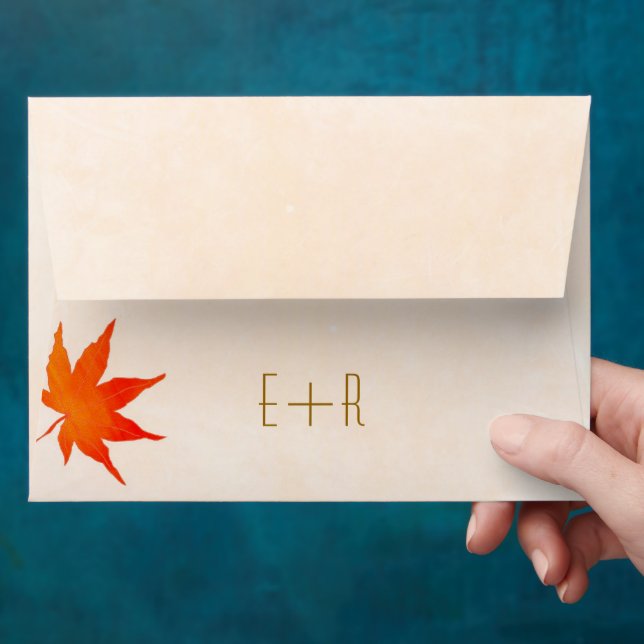 Fall Maple Leaf Pre Addressed Wedding Envelopes (Hand)