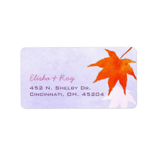 Fall Maple Leaf Simple Wedding Address Label
