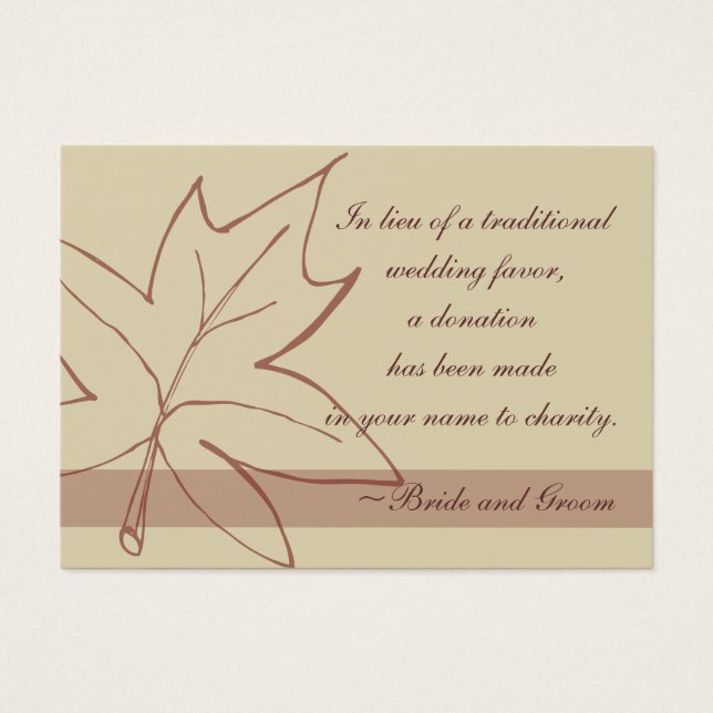 Fall Maple Leaf Wedding Charity Favour Card (Front)
