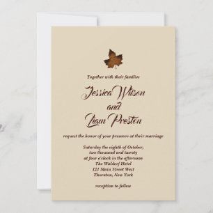 Fall Maple Leaf Wedding Invitation - beige