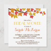 Fall Maple Leaves Autumn Bridal Shower Invitation