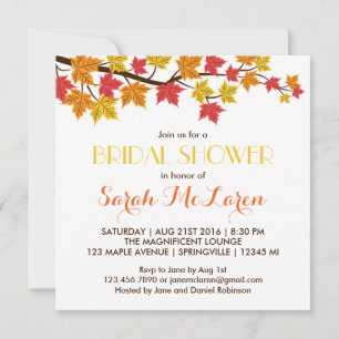 Fall Maple Leaves Autumn Bridal Shower Invitation