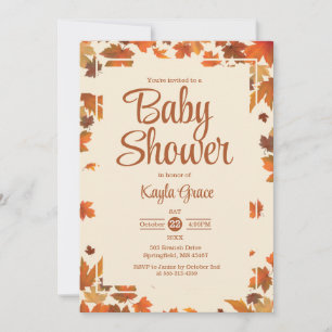 Fall Maple Leaves Baby Shower Invitation
