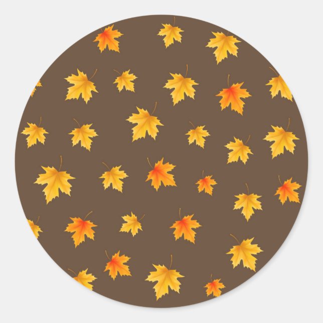  Fall Maple Leaves Classic Round Sticker (Front)