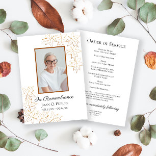 Fall Maple Leaves Edge Funeral Memorial Service Programme