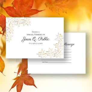 Fall Maple Leaves Edge Share a Memory Funeral  Card