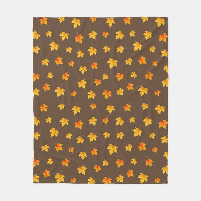 Fall Maple Leaves Fleece Blanket (Front)