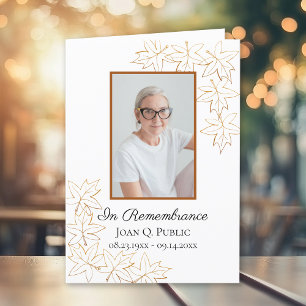 Fall Maple Leaves Funeral Service Memorial Folded Programme