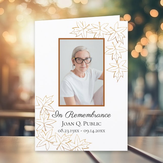 Fall Maple Leaves Funeral Service Memorial Folded Programme (Creator Uploaded)